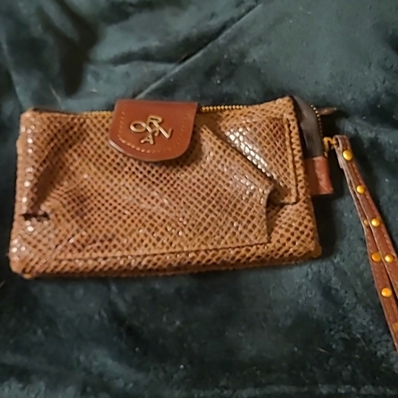 orYANY Handbags - WAS $129  orYANY Leather Brown/Black Patent Leather Snake PRINTED 4 Sections.